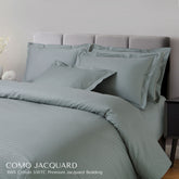 Malako Como Jacquard Olive Green Checks 550 TC 100% Cotton Duvet Cover